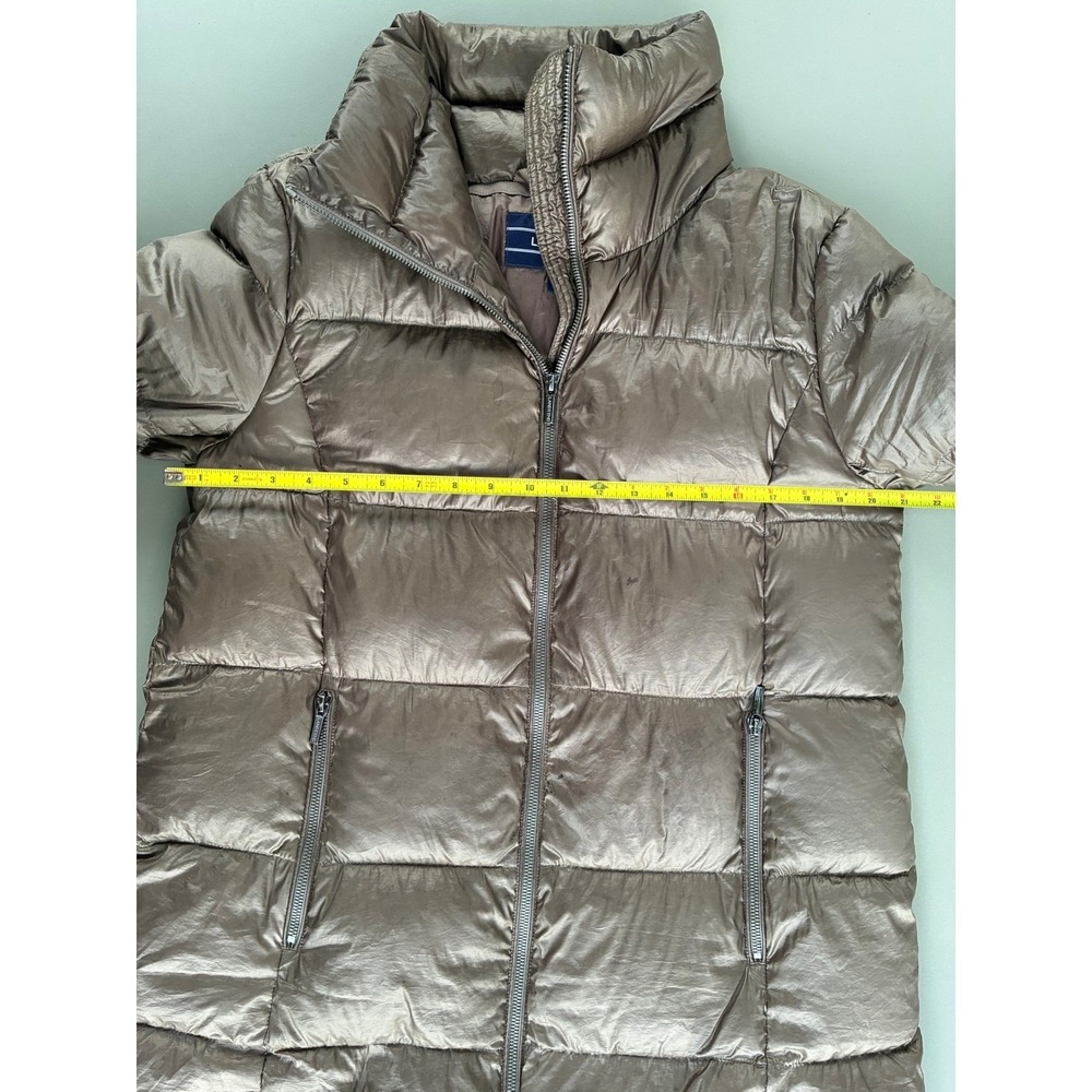 Lands End Womens Metallic Brown Puffer Jacket Down Quilted Coat Size M 10-12 - Picture 4 of 7